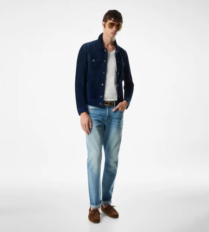 CASHMERE SUEDE WESTERN JACKET INDIGO online